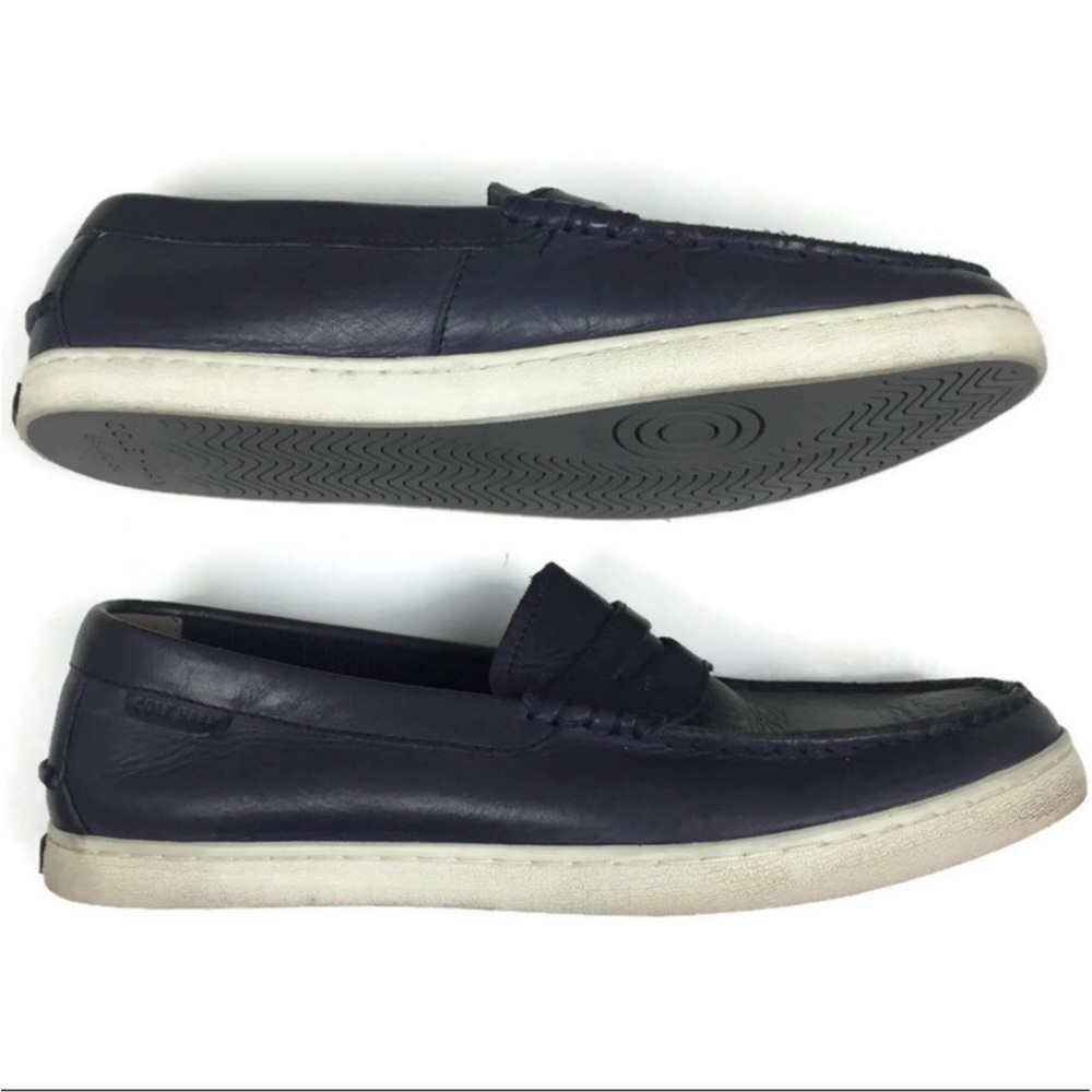 Cole Haan Grand.OS Nantucket Navy Leather Slip-On Penny Loafer Size 10 - Picture 5 of 8